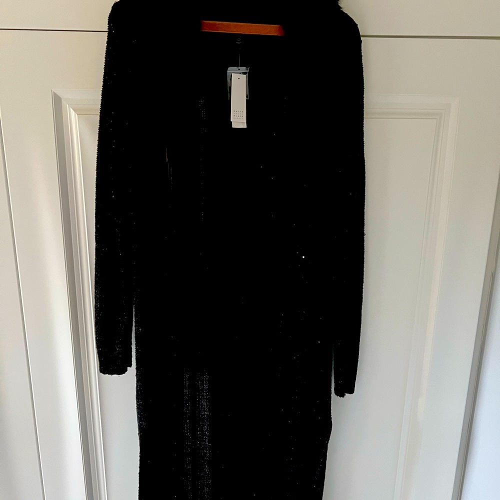 Dress long sweater with faux fur collar